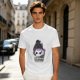 Olive graphic t-shirt with skull tea cup and 'Freaks like me drink tea' text