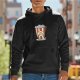 Black hoodie with popcorn bucket filled with cat graphic