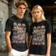 Olive T-Shirt With Halloween Themed Food And Pumpkin Cat Print