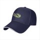 Black baseball cap with cute frog holding 'Don't mess with me' sign