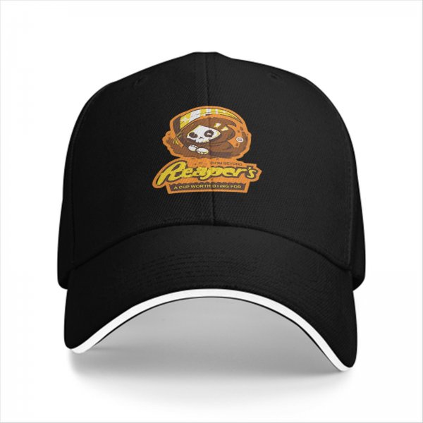 Black baseball cap with cute Reaper's graphic and slogan