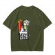Olive T-Shirt with Surfer Pizza Character and Argyle Pizza Print