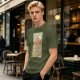 Olive T-Shirt With Retro Mountain And Ramen Noodle Landscape Print