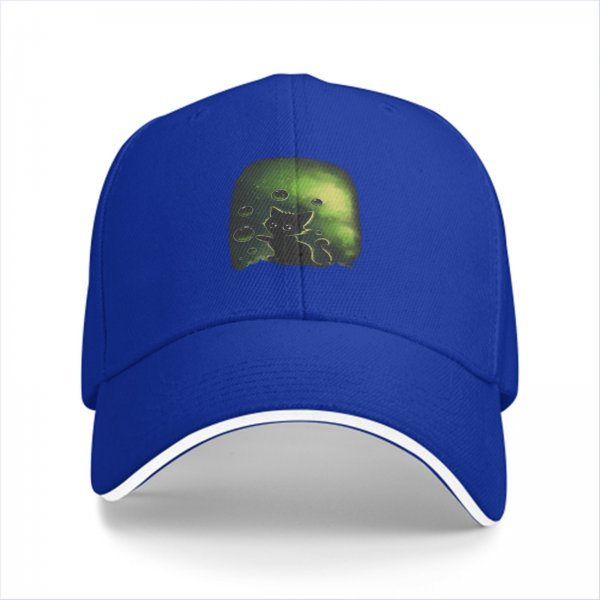 Black Baseball Cap With Glowing Green Cat Bubble Art Print