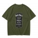 Olive Green T-Shirt with Dad Jokes Whiskey Label Style Graphic