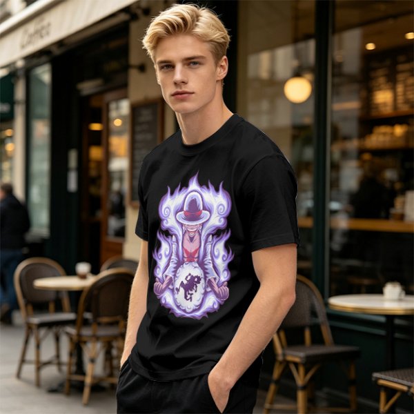Anime Gear 5 Character Graphic Print Olive T-Shirt