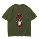 Olive graphic t-shirt with nervous raccoon and 'all of my systems nervous' text
