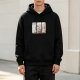 Black hoodie with cartoon elephant in bathroom graphic print