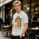 Oversized Olive T-Shirt with Retro Espresso Coffee Mascot Graphic