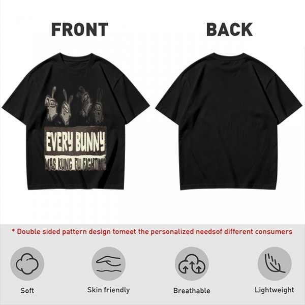 Olive T-Shirt With Every Bunny Was Kung Fu Fighting Print