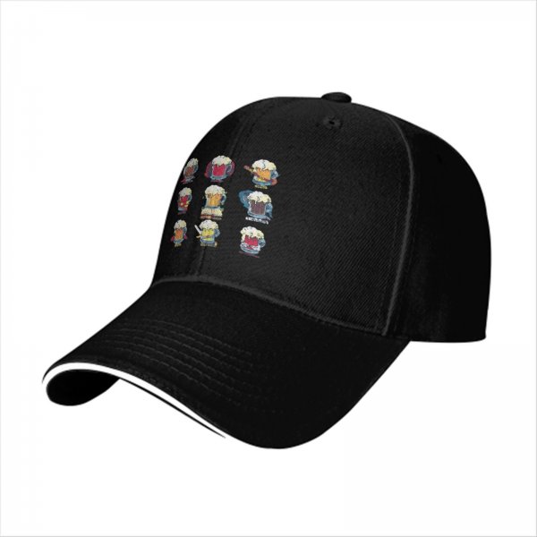 Black Baseball Cap With Fantasy Beer Mug Character Prints
