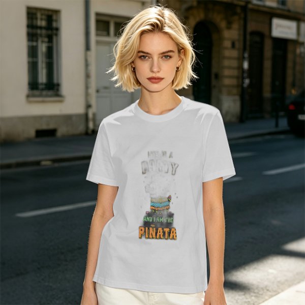 Olive graphic t-shirt with 'and i am the pinata' print