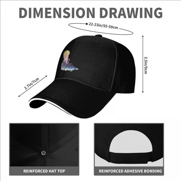 Black Baseball Cap With Watercolor Moon And Silhouette Art Print