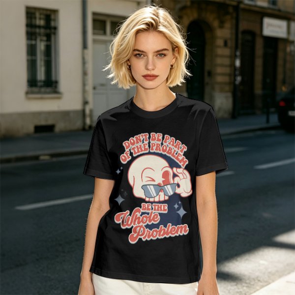 Olive Graphic T-Shirt With Sarcastic Skull Problem Quote