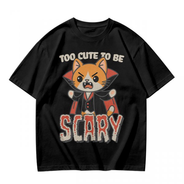 Too Cute To Be Scary Vampire Cat Graphic T-Shirt