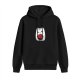 Black Hoodie With Cute Cat Holding D20 Dice Print