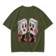 Olive T-Shirt With Retro Cartoon Fighting Ice Cubes Graphic