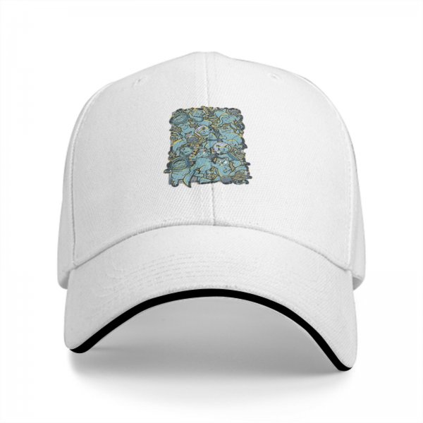 Black Baseball Cap With Blue Whimsical Character Print