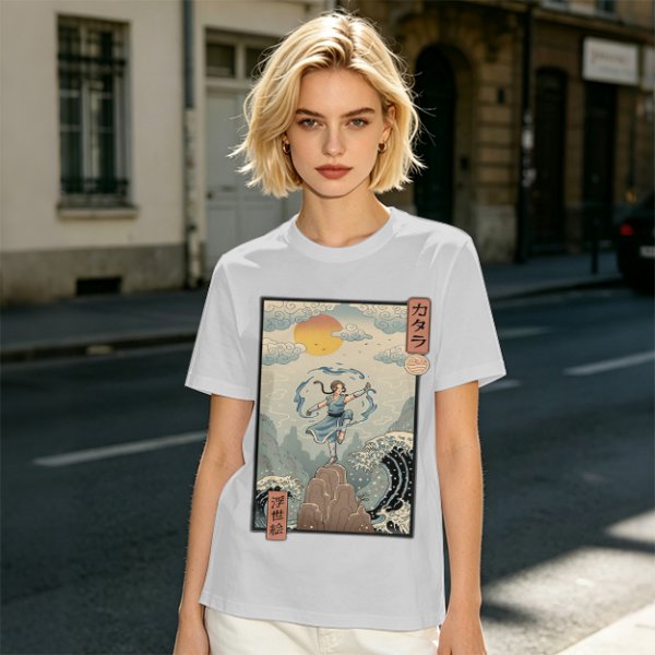Katara Waterbending Ukiyo-e Style Graphic T-Shirt