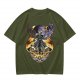 Olive T-shirt with dark fantasy winged warrior graphic print