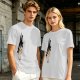 Olive green oversized t-shirt with stylized hand graphic print