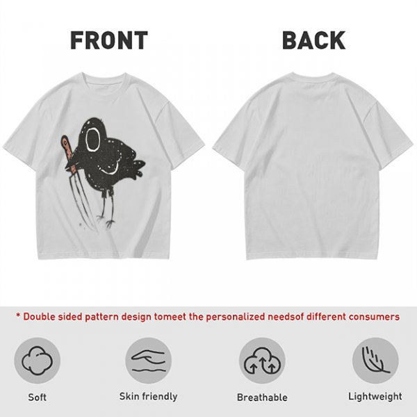 Olive T-Shirt With Dark Crow Holding Knife Graphic Print