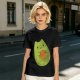 Olive Green T-Shirt With Cute Avocado Cat Holding Yarn Ball Print