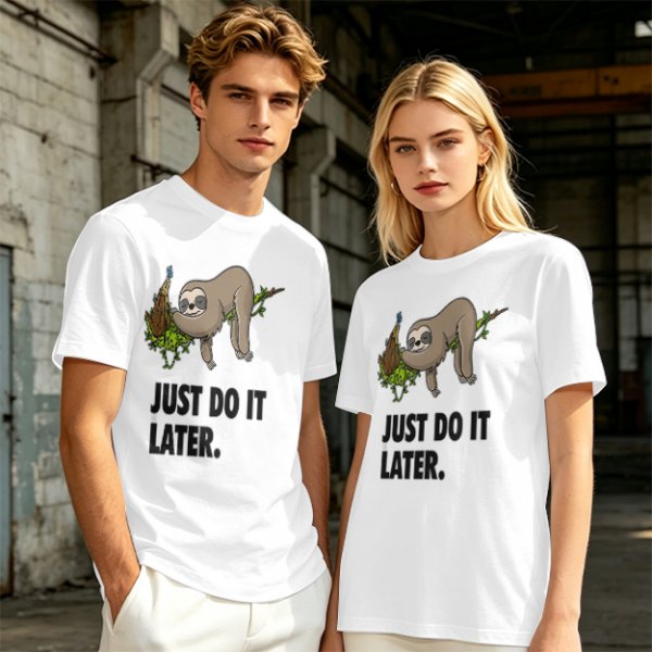 Olive Sloth 'Just Do It Later' Graphic T-Shirt