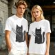 Olive T-Shirt With Cute Black Cat Holding Knife Graphic