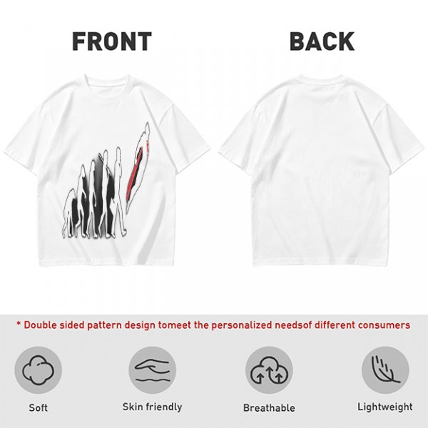 Olive T-Shirt With Evolutionary Human Silhouette Print