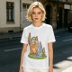 Olive T-Shirt With Whimsical Forest Creature Artwork Print
