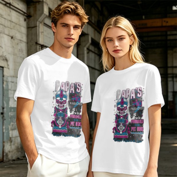 Olive T-Shirt with Papa's Tiki Paradise Skull Graphic