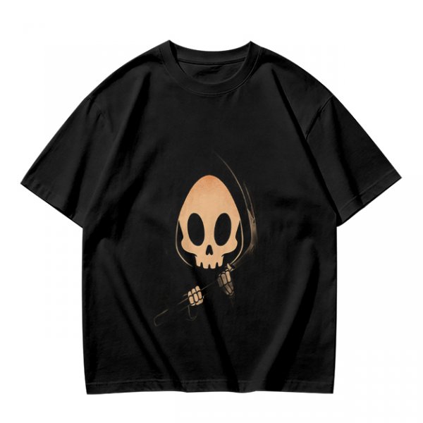 Olive T-shirt with Cute Grim Reaper Skull Graphic