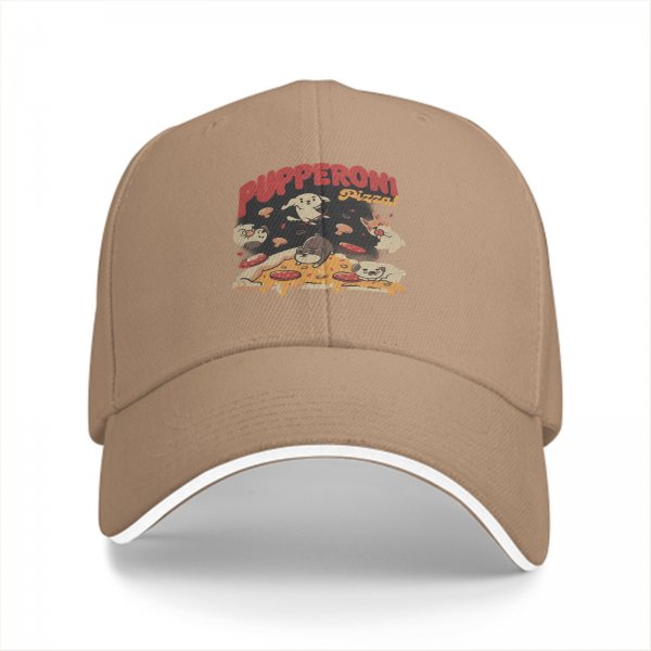Black Baseball Cap With Pupperoni Pizza Cute Dog Graphic Print