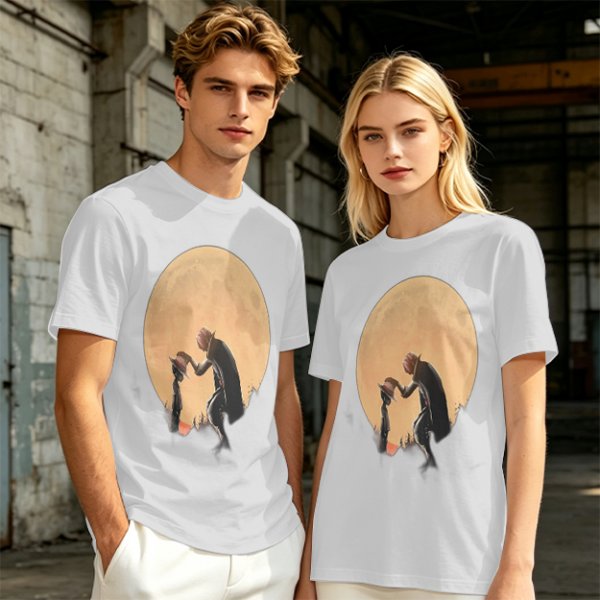 Olive T-Shirt With Moonlit Cowboy Silhouette Graphic