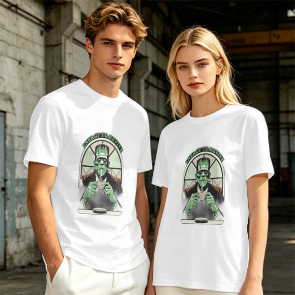 Frankenstein Monster Coffee T-Shirt Energy To Revive