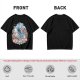 Olive T-Shirt with Whimsical Fantasy Character and Floral Art Print