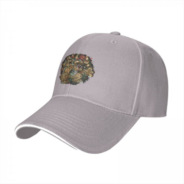 Black Baseball Cap With Detailed Fantasy Monster Art Print