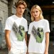 Olive t-shirt with cute frog holding knife and 'Don't mess with me' text
