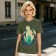 Anime Silhouette Graphic Olive Green Short Sleeve T-Shirt