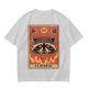 Olive T-Shirt With Raccoon El Diablo Tarot Card Print