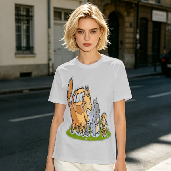 Olive T-Shirt With Whimsical Forest Creature Artwork Print