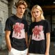 Olive T-Shirt With Cute Red Imp Yawning On Pillows Print