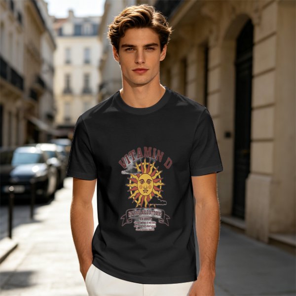 Olive t-shirt with Vitamin D sun graphic print
