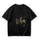 Olive Green T-Shirt With Knight Vs Rooster Fantasy Graphic Print