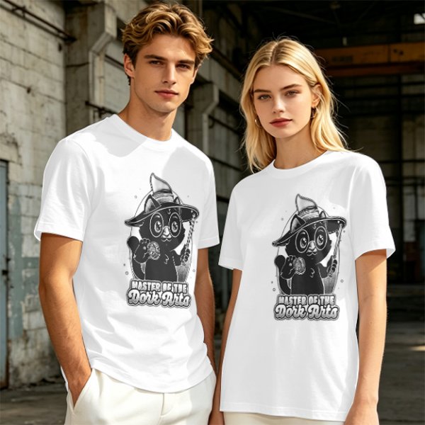 Olive T-Shirt with Black Cat Wizard 'Master of the Dork Arts' Print