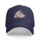 Black baseball cap with sleeping cat in potion bottle and pink flowers print