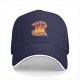 Black baseball cap with flame and banner graphic design