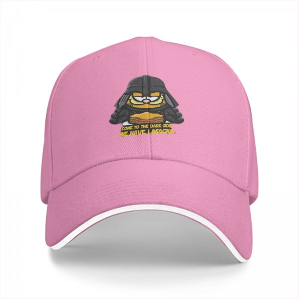 Black baseball cap with Darth Vader Garfield 'Come to the Dark Side We Have Lasagna' print