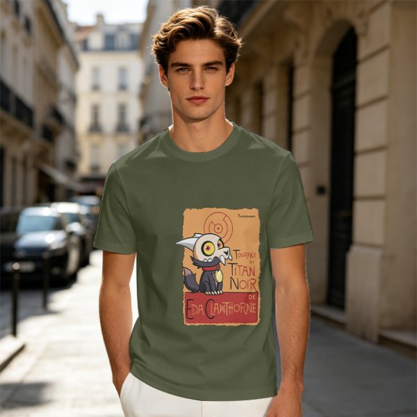Olive Green T-Shirt with King from The Owl House Titan Noir Print